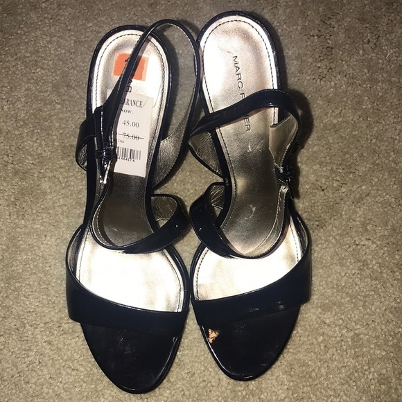 Marc Fisher Navy Blue Ankle Strap Sandals-Size 10 - Picture 1 of 9